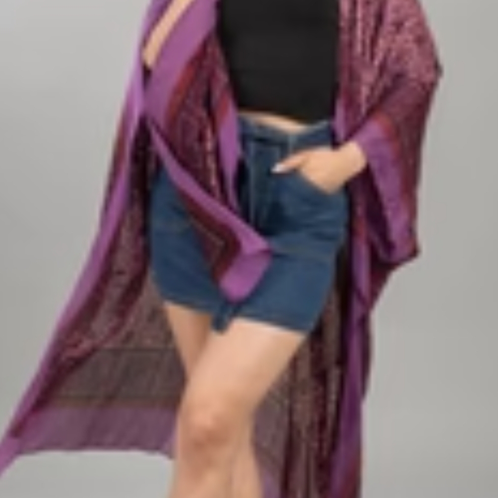 SAACHI An Anthropologie Brand... Purple and Red Patterned Kimono -  100% RAYON